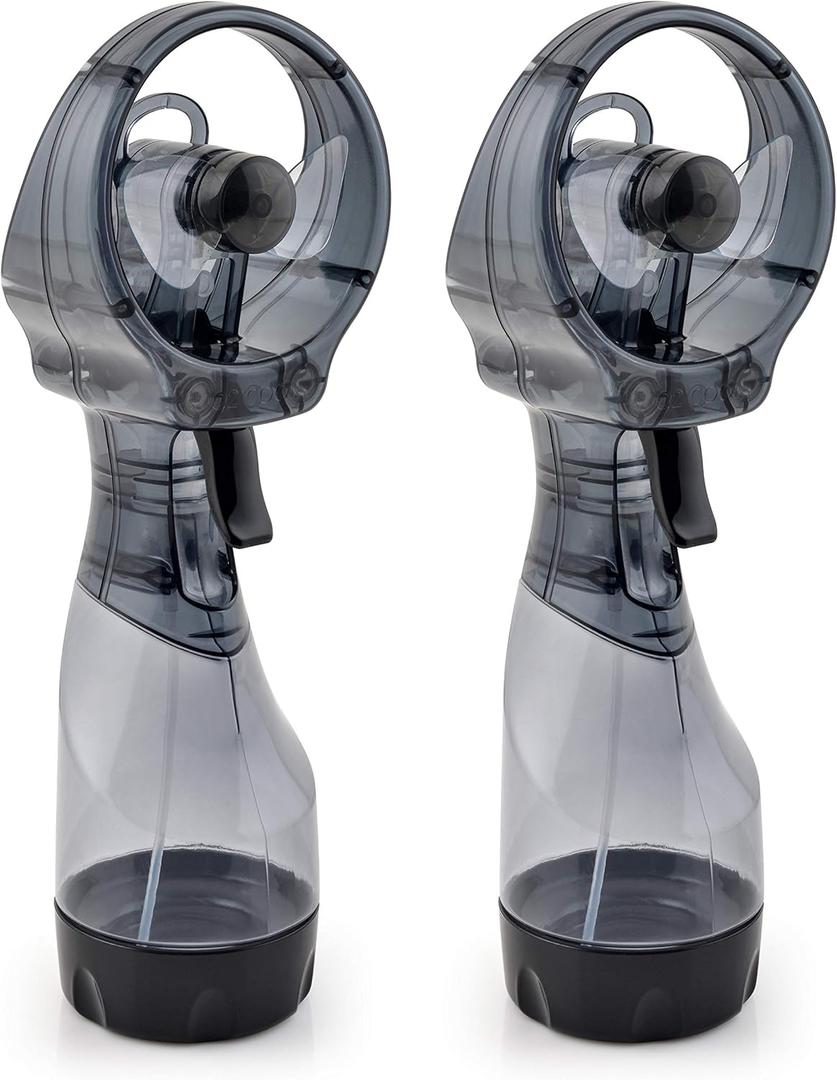 O2COOL Deluxe Handheld Battery Powered Water Misting Fan (Grey) 2 Pack