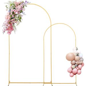 Backdrop Arch Stand Set of 2 (7.2FT+6FT) Gold,Stable Metal Balloon Arch Stand Frame for Birthday Wedding Party Bridal Baby Shower Christmas Ceremony Decoration