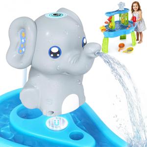 Wee Wonders Water Table Pump with Magnetic Sheet & Rechargeable, Elephant Water Pump Continuous Flow, Outdoor Sand and Water Table Toys Accessories for Toddlers, Summer Beach Toy Gifts for Kids 3-8