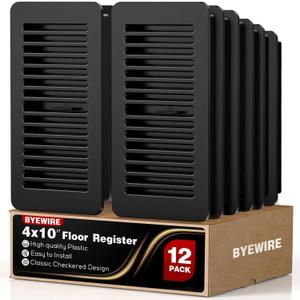 Floor Register 4x10, Floor Vent Cover, for Home Floor Sidewall Office or Ceiling Vent, Vent Covers for Home Floor 12 Pack, Black