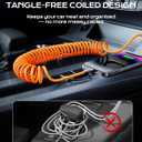 Chubbycable Curly Chubby 120W Coiled USB C Fast Charging Cable Durable Braided Retractable Charger Cord for Car Compatible with iPhone 17-15 Series iPad, Orange+Orange, USB-A to Type-C, 6FT