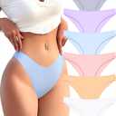 FINETOO Cotton Underwear for Women Sexy Cheeky Bikini Panties Lingerie | 6 Pack,Low Rise Cheeky Soft Breathable Cotton Bikini Panties,Underwear Women,Plus Size Lingerie Outfits Clothes Clothing