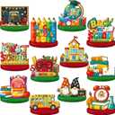Wesiti 12 Pcs Back to School Table Decorations Wooden First Day of School Table Centerpiece Alarm Clocks Backpacks Tabletop Topper Decor for Classrooms Office Home Tiered Tray Decor Party Favor