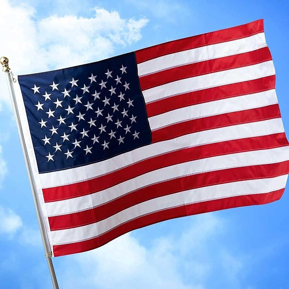 American Flag 60"x36, Heavy Duty 420D Nylon Outdoor UV Fade Resistant USA Flag,Sewn Stripes Embroidered Stars and Tough Brass Grommets 