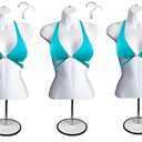 Female Mannequin Torso with Metal Stand Hollow Back Body Stackable Dress Form for Tshirt Display, Countertop, Craft Shows, Photos and Design, S-M Clothing Size (White, Set of 3)