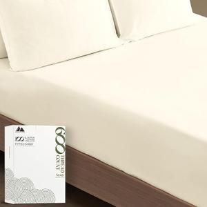 Mayfair Linen King Size Fitted Sheet - 100% Egyptian Cotton 600 Thread Count Deep Pocket King Size Fitted Sheet, Soft Sateen Weave Fitted Sheet, Fits Mattresses Up to 18"