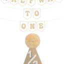 6 Months Birthday Decorations, Beige Half 1/2 Birthday Decorations With Half Way To One Banner And 1/2 Bir-thday Hat For Six Months Ha-Lf Year BD Decor-ations Boy Girls