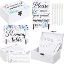 112 Pcs Celebration of Life Memory Cards Set Share a Memory Cards with Box 2 Wood Sign with 4 Hold and 5 Pens, Sympathy Memorial Gifts Funeral Keepsake Decorations (Butterfly)