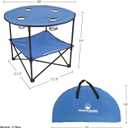 Wakeman Camp Table - Round 2-Tier Folding Table with 4 Cupholders and Carrying Bag - for Camping, Beach, Picnic, Sporting Events, and More Outdoors,Blue, 20" X 20" X 25.25"
