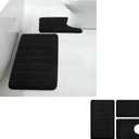 BYSURE Bathroom Rugs Sets 5 Piece, Memory Foam Bath Mats with U-Shape (Black)
