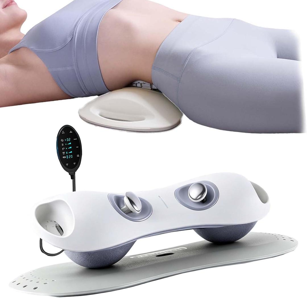 4-in-1 Lumbar Massager,Lumbar Support Pillow Lower Back Massager with Vibration, Airbag Traction & Heating for Back & Waist Comfort