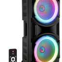 QFX PBX-2012 Dual 12" Bluetooth Portable Rechargeable Karaoke PA Loud Party Speaker with LED Circle Lights
