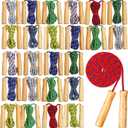 Shappy 24 Pcs Jump Rope Bulk 7.25 ft Adjustable Cotton Skipping Rope with Wooden Handle Braided Fitness Jumping Rope for Training Outdoor Exercise Fun Activity Party Favor