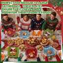 200 Pcs Christmas Ugly Sweater Paper Plates and Toothpick Flags Set Disposable Gingerbread Santa Plates Ugly Sweater Party Decorations Xmas Holiday Supplies for Pizza Dessert Cookies Salad