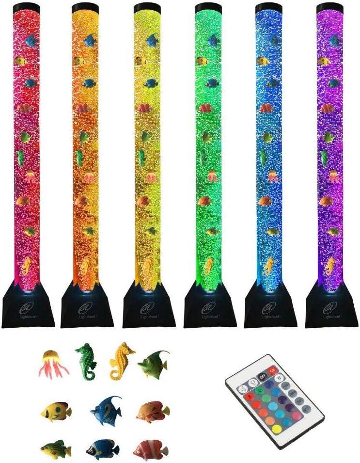 Lightahead Extra Large 4FT LED Bubble Fake Fish Tube Sensory Aquarium Lamp with 10 Floating Fish & 20 Color Effects Calming Light for Everyone Including Autism, ADHD, Stress & Anxiety Relief.