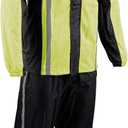 Milwaukee Leather MPM9510 Men's Black Water-Resistant Motorcycle Rain Suit with Hi Vis Reflective Tape (Black, XXXL)