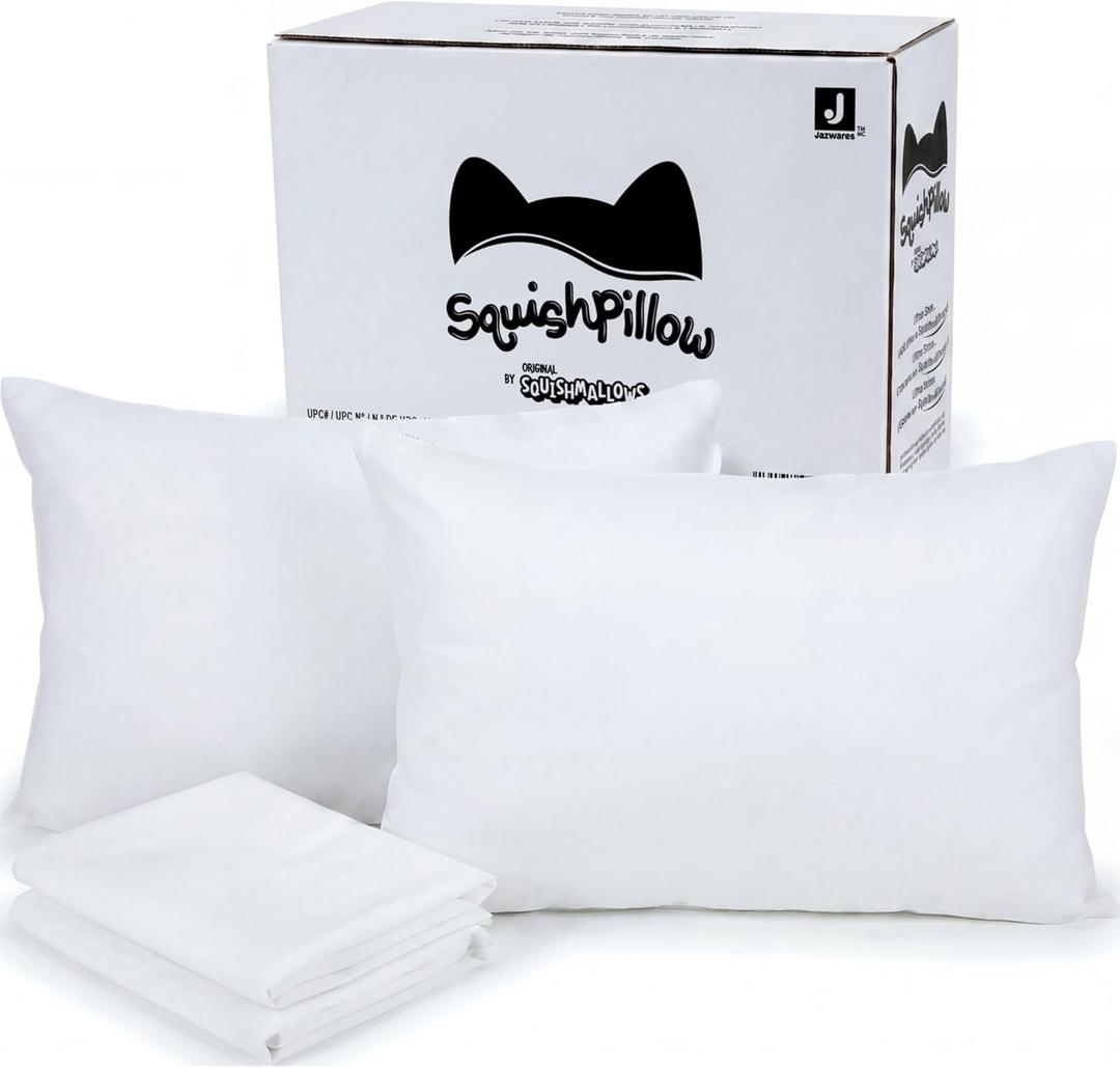 SquishPillow by Original Squishmallows - Standard Size Bed Pillow 2-Pack (Medium Density) - Pillowcases Included