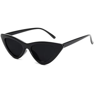 livho Retro Vintage Narrow Cat Eye Sunglasses for Women Clout Goggles Plastic Frame (Black Grey)