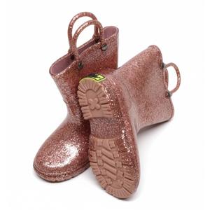 DREAM PAIRS Kids Rain Boots Glitter Boys Girls with Easy-on Handles Sparkly Waterproof Boots Outdoor Playing Rain Boots Unisex-Child, Pink 7-Todler