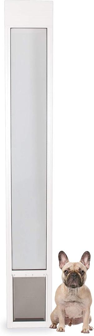 PetSafe Sliding Glass Pet Door - No-Cut DIY Install Doggy Door for Renters - Aluminum Frame - Adjustable Height 75 7/8" to 81" - Ideal for Medium Dogs Up to 40 lb - White