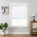 Joydeco No Drill Zebra Blinds for Windows, Cordless Day & Night Dual Sheer Roller Shades, Easy Installation, Free-Stop Lift System, Light Filtering Privacy Blinds for Home(White,44" W x 75" H)