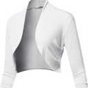 SSOULM Women's 3/4 Sleeve Open Front Bolero Shrug Cardigan with Plus Size (X-Large)