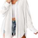 Saodimallsu Womens Oversized Button Down Shirts Long Sleeve Irregular Hem Blouse Tops (Large, White)