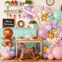 Christmas Balloon Garland Kit, Gingerbread Man Balloon Arch with Pastel Green Pink Purple Metallic Balloons Candy Cane Foil balloons for Christmas Party Decorations New Year Xmas Party Supplies