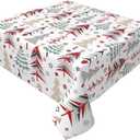 BETGINY Merry Christmas Tablecloth 60 x 60 Inch Square Colorful Christmas Trees Table Cloth Washable Holiday Winter Table Cover for Kitchen Party Picnic Dinner Indoor Outdoor Decor