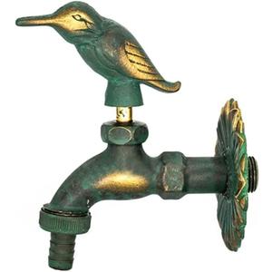 Outdoor Faucet Decorative Antique Green Bird Brass Garden Yard Animal Faucet Wall Mounted Tap Bibcock Hose Not Included