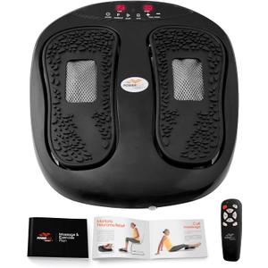 Power Legs Electric Foot Massager Machine with Remote Control, Adjustable Speed, Vibration - Calf Massager - Feet Massager for Neuropathy Pain Relief, Plantar Fasciitis, Leg Blood Circulation (Black)