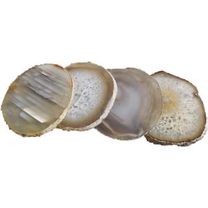 Set of 4 Agate Coasters - Natural Colored Agate Coasters - Natural Rim - Bumpers