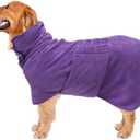 Geyecete Pineapple Grid Fast Drying Super Absorbent Dog Cat Bath Robe Towel - Purple-M