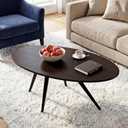 MWOOD Oval Modern Coffee Table, 40'' Mid-Century Coffee Center Table | with Thickened Board & Sturdy Metal Legs, Waterproof Scratch-Resistant for Living Room, Apartment, Dark Purple