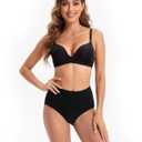 INNERSY Women's High Waisted Underwear Cotton Panties Regular & Plus Size 5-Pack (Black, M)
