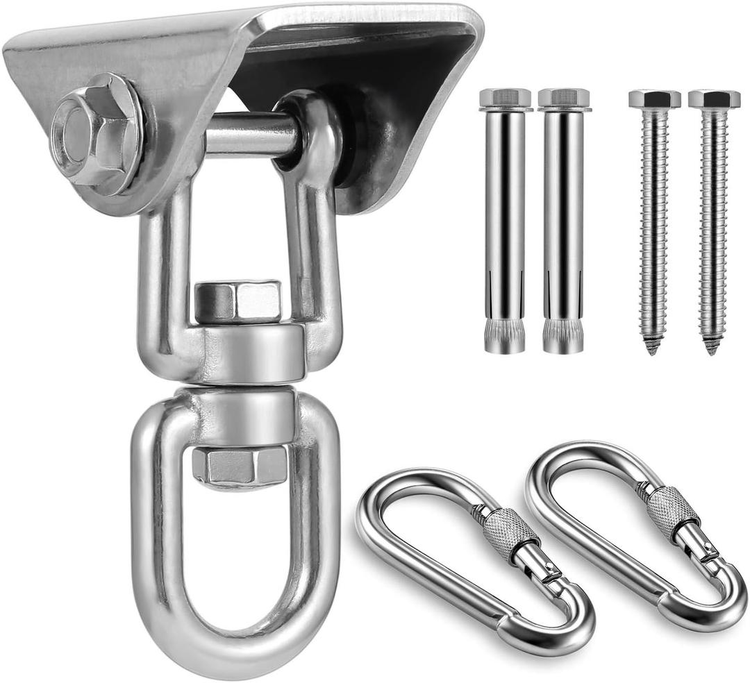Stainless Steel Hanging Kit Swing Hangers and Hammock Spring and Swing Swivel Spinner Kglobal Swivel Hook and Locking Snap Hooks for Wooden Setstire Swing Swivel, Seat Trapeze Yoga