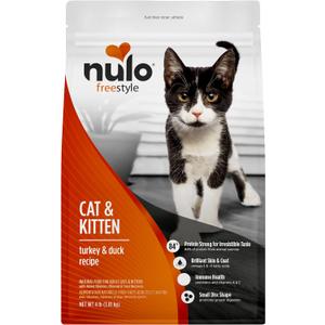 Nulo Freestyle Cat & Kitten Dry Food - Turkey & Duck Recipe, High Protein Grain Free Cat Food, Natural Kibble with Probiotics & Omega Fatty Acids, 4lb Bag (EXP 08/10/26)