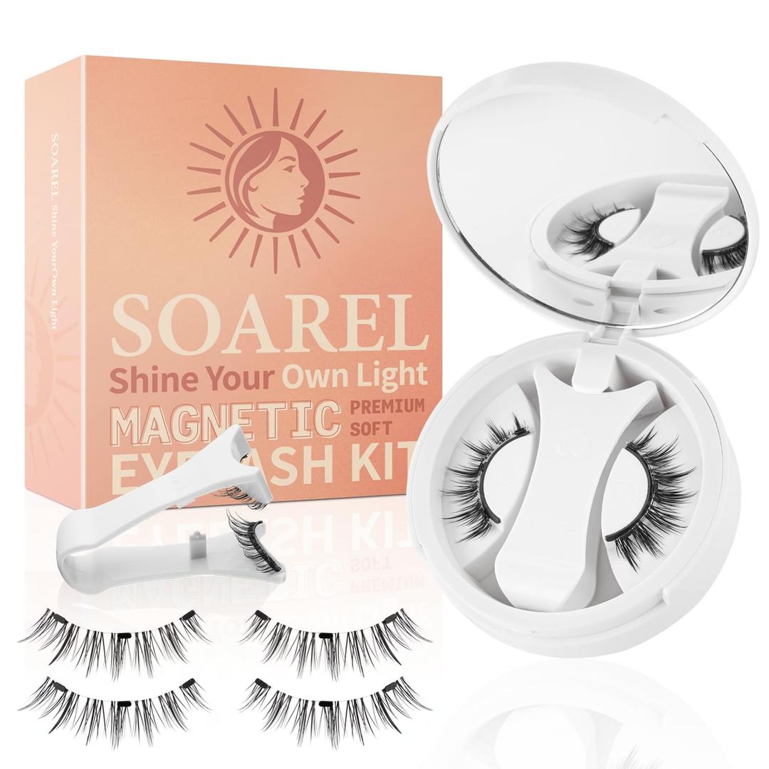 Magnetic Eyelashes with Applicator - Reusable Magnetic False Eyelashes, Natural Lightweight Lashes, Easy to Apply for Beginners, Comfortable Daily Wear