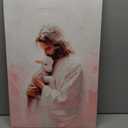 Jesus Kissing The Lamb - Christian Art, Jesus And The Lamb, Jesus Pink Painting Christian Gift Jesus Canvas Painting Living Room Church Wall Decoration Painting 12x18inch(30x45cm) (Frame-style)