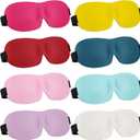 Bencailor 8 Pcs Sleep Mask for Side Sleeper 3D Eye Masks for Sleeping Blackout Eye Cover Shade Night Blindfold with Adjustable Strap for Women Men Sleeping Game Gifts(Medium,Solid Color)