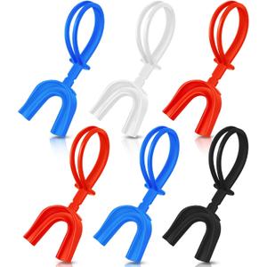 TOODOO 6 Pcs Strapped Mouth Guard Sports Mouthguard with Strap No Boil Football Boxing Mouthpiece Adult Youth Braces Soft Mouthguard for Lacrosse Basketball Hockey Wrestling