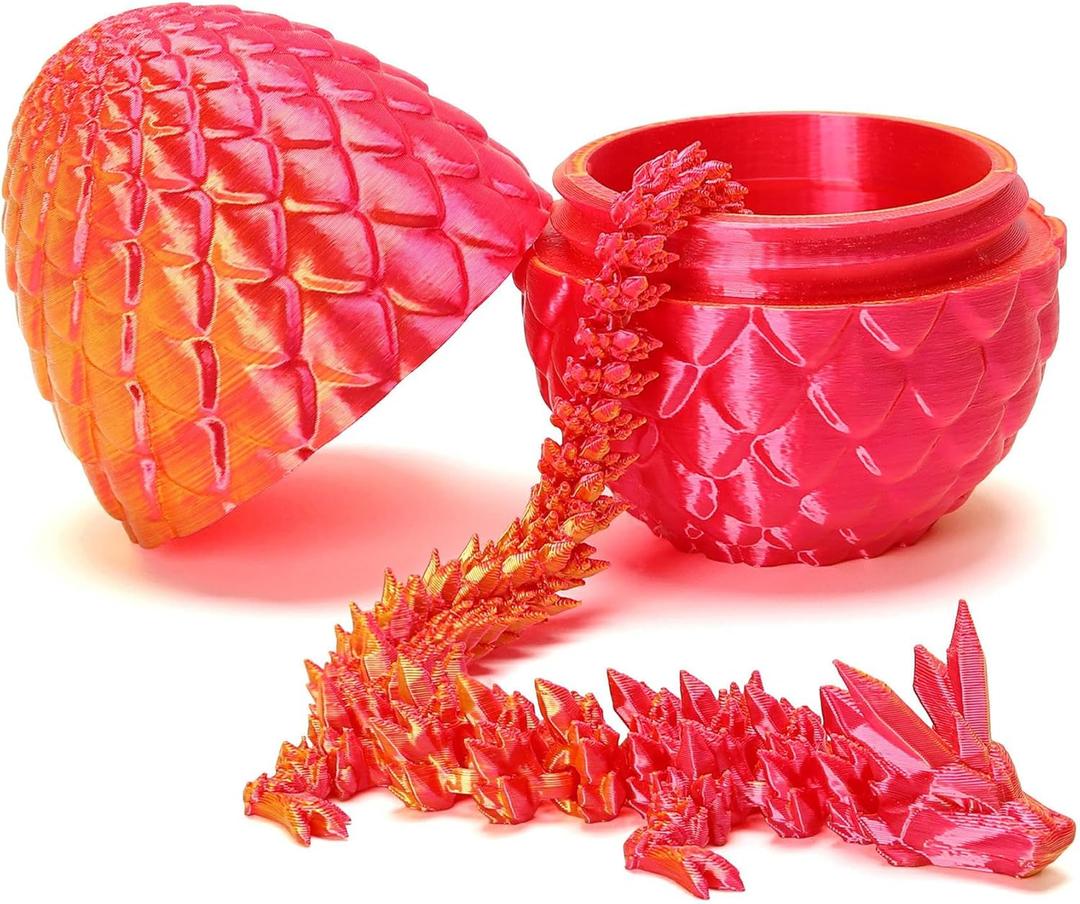 3D Printed Dragon with Surprise Egg,Surprise Dinosaur Eggs Fidget Toys for Kids, Birthdays, Halloween Christmas Decorations Gifts Indoor Outdoor for Girls Boys (Red)
