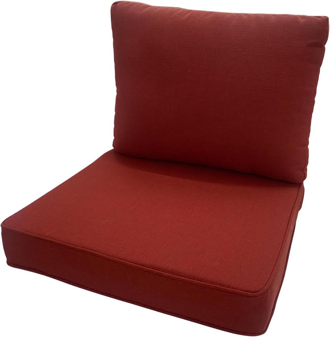 Outdoor Seat/Back Deep Chair Cushion Set for Patio Furniture - Lounge Chair Cushions with Ties - Waterproof Patio Chair Cushions 19x19