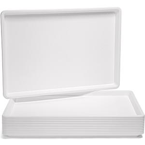 White Rectangular Extra Large Plastic Tray - 18 x 26 Inches, Sturdy, Food, Crafts, Storage