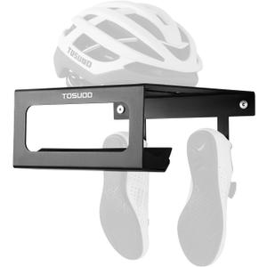 Heavy Duty Bike Wall Mount Rack - 15kg (33lbs) Capacity for Garage & Indoor | with Shelf & Hooks for Helmet, Shoes, Pump | Fits Mountain & Road Bicycles