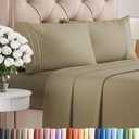 King Size 4 Piece Sheet Set - Comfy Breathable & Cooling Bed Sheets Set - Hotel Luxury Bedding for Women, Men, Kids, Teens, Boys & Girls - Deep Pockets, Ultra-Soft and Wrinkle Free - Oeko-Tex - Khaki