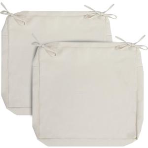 FUNHOME Outdoor Chair Cushion Covers 2 Pack, No Insert! Patio Cushion Covers Replacement 20" x 18" x 4", Water Resistant Patio Chair Cushion Slipcovers, Cream White(Covers ONLY)