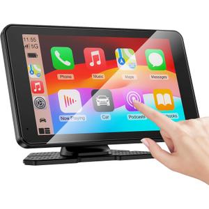 Carplay Screen for Car, 7" HD Portable Car Stereo Touch Screen with Wireless Android Auto, Backup Camera with LED/Mirror Link/Voice Control/Bluetooth/GPS/AUX/FM Satellite Radio for All Vehicles