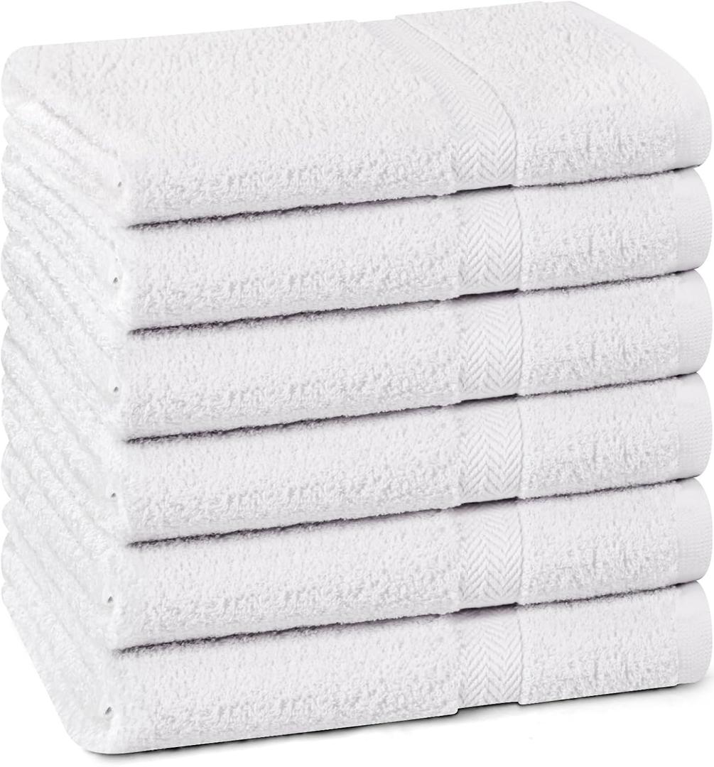 Towel and Linen Mart 100% Cotton White 6 Pack Medium Bath Towel Set, Quick Dry, Super Absorbent, Light Weight, Soft Feel, Premium Towels for Hotel, Spa and Bathroom (24 X 48 6 Pack White)