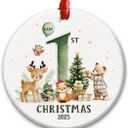 Baby's First Christmas Ornament 2025 - Infant, Newborn Ornament Keepsake, 1st for New Parents, Moms & Dads - Little Cutie Party Hanging Dcor